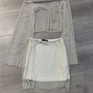 AKIRA Metallic Mesh Skirt Set